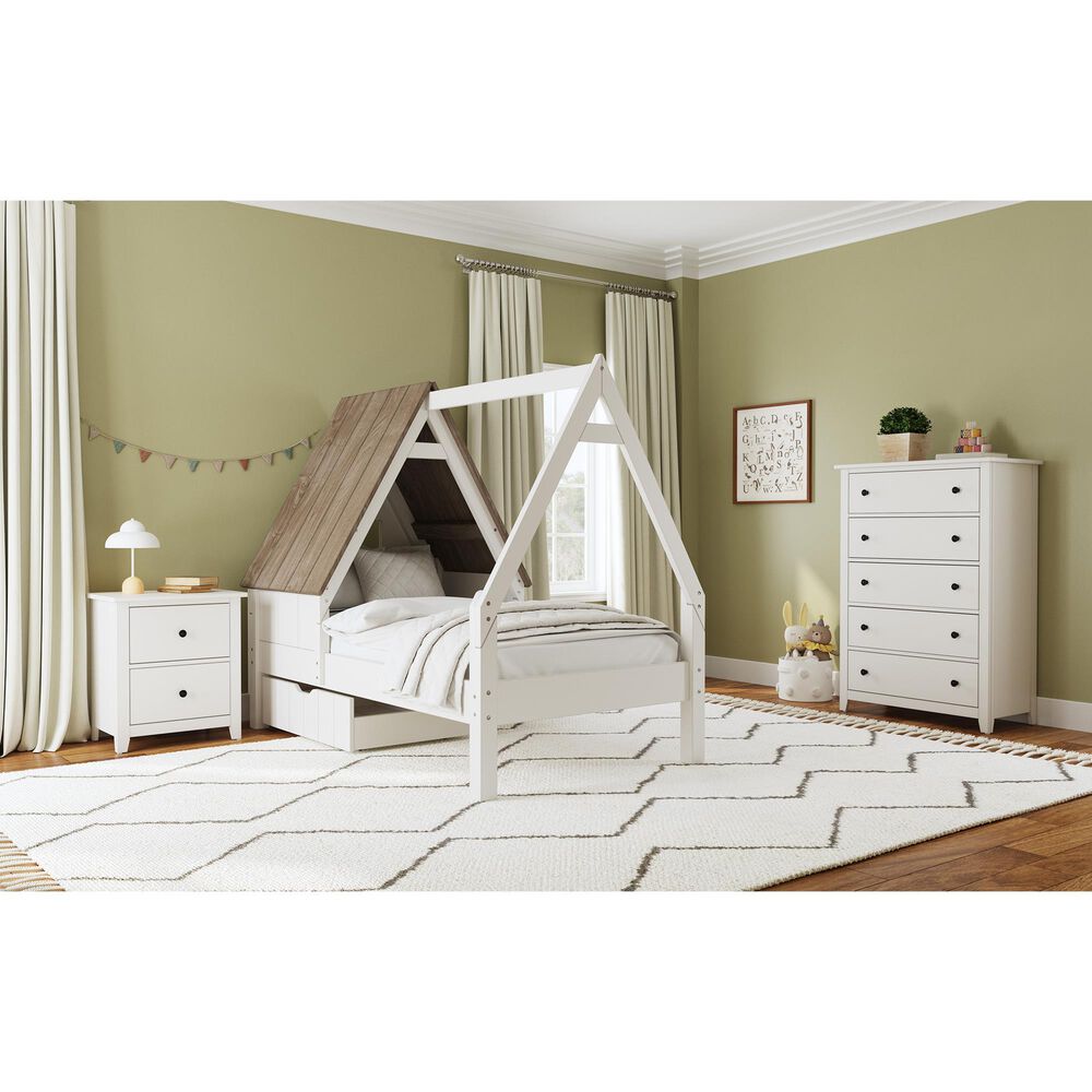 Eastern Shore Twin Canopy House Bed in White, , large