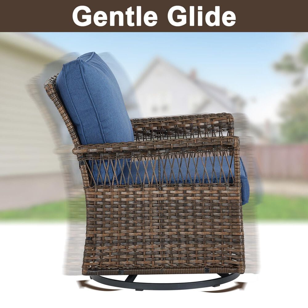 Sunwell Garden Patio Swivel Glider Chair in Navy (Set of 2), , large