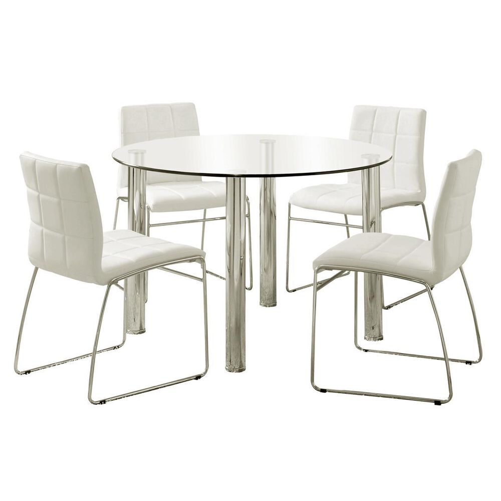 Furniture of America Reeves 5-Piece Dining Set in White, , large