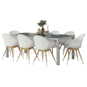 Midtown Concepts 9-Piece Dining Set with Chamonix Chair in Grey, Brown and White, , large