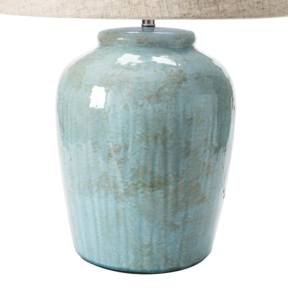 Teak Interiors Shoreline Stoneware Table Lamp in Aqua, , large