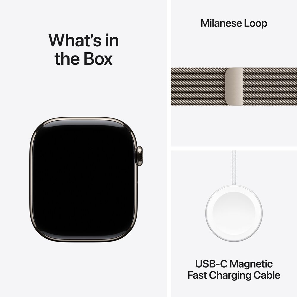 Apple Watch Series 11 &#40;GPS+Cellular&#41; 46mm Titanium Case with Natural Milanese Loop - M/L - Natural - &#40;2025&#41;, , large