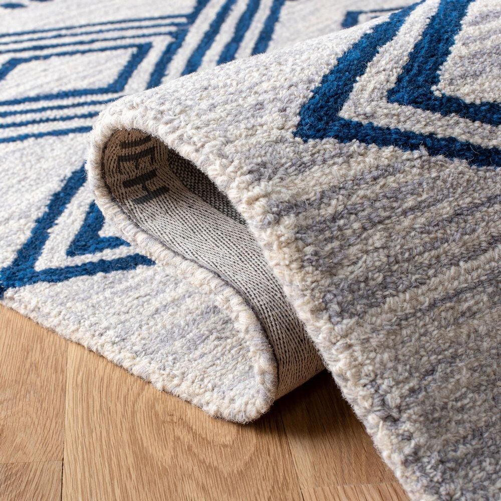 Safavieh Micro-Loop Southwestern 2&#39;3&quot; x 7&#39; Ivory and Navy Runner, , large