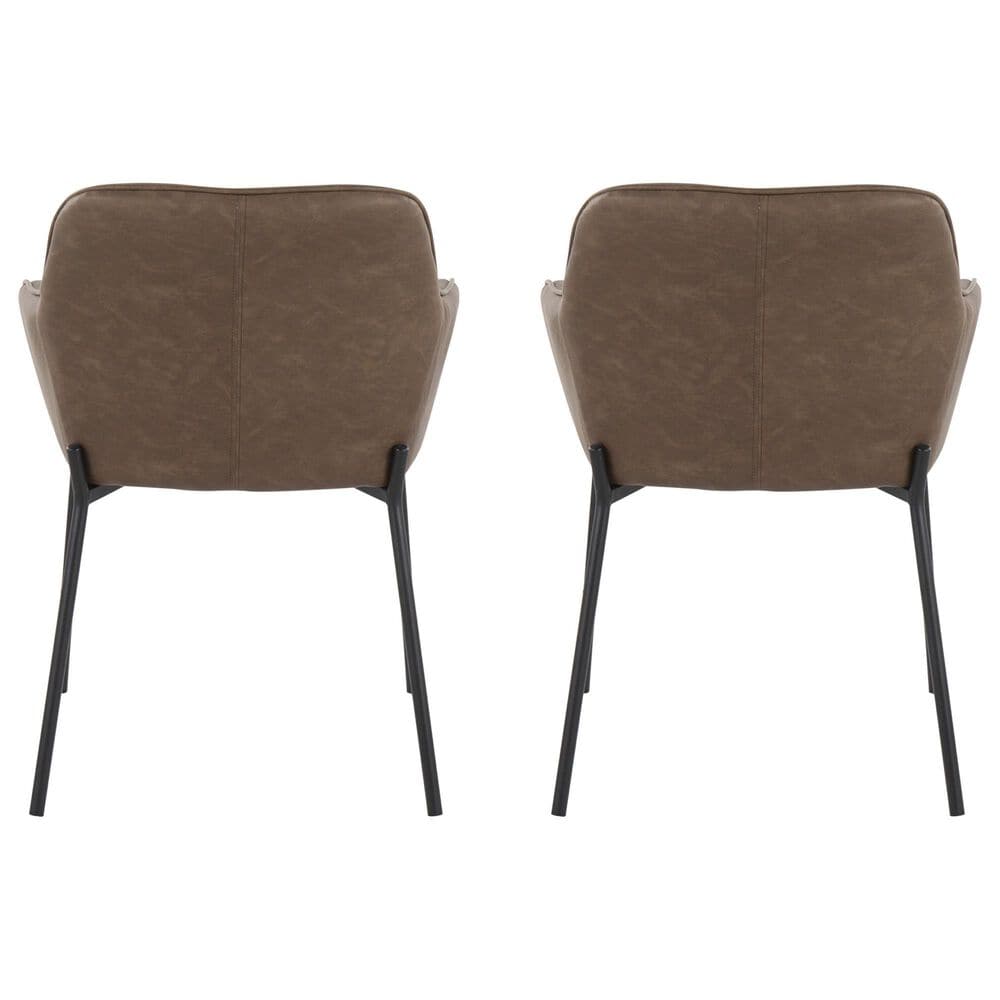 LumiSource Daniella Arm Chair with Espresso Faux Leather Cushion in Black (Set of 2), , large