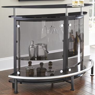 Crystal City Ariana Glass Shelf Bar Table in Smoke, , large