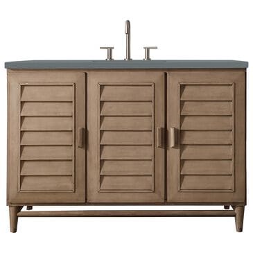 James Martin Portland 48" Single Bathroom Vanity in Whitewashed Walnut with 3 cm Cala Blue Quartz Top and Rectangular Sink, , large