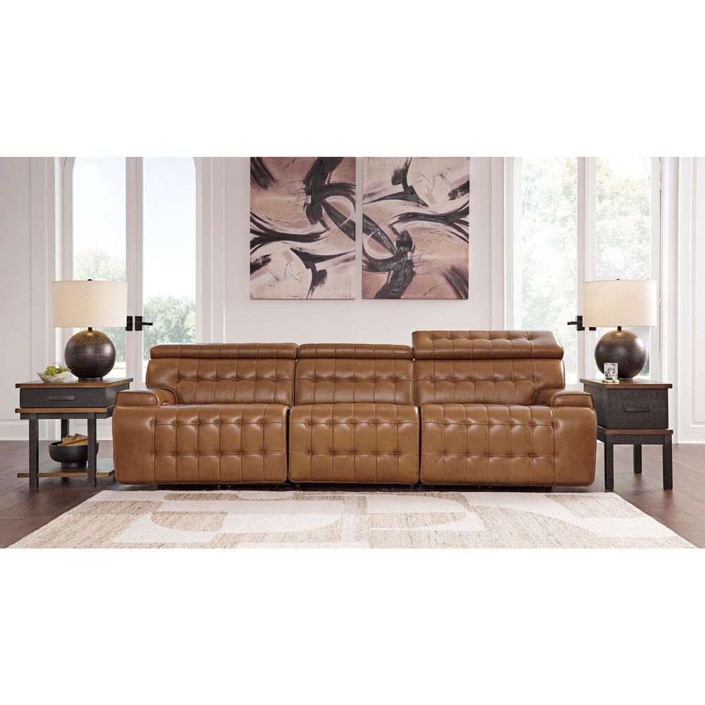 Ashley 3-Piece Power Reclining Symmetrical Sectional Sofa in Chocolate, , large