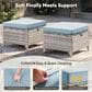 Sunwell Garden Outdoor Ottoman with Grayish White Rattan in Baby Blue (Set of 2), , large