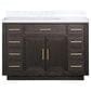 Lexora Home Abbey 48" Single Bathroom Vanity in Brown Oak with 2 cm White Carrara Marble Top and Rectangular Sink, , large