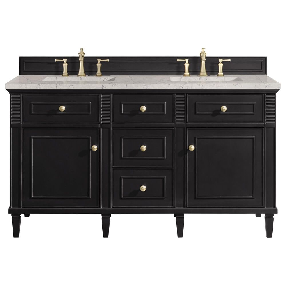 James Martin Vanities Lorelai 60&quot; Double Vanity in Black Onyx with 3 CM Eternal Jasmine Pearl Quartz Top, , large