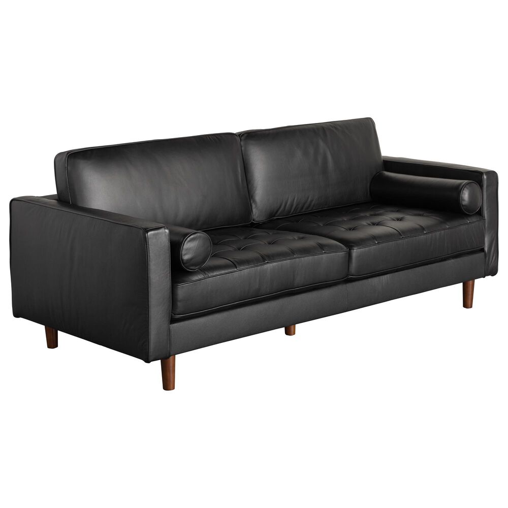 Interlochen 86&quot; Leather Sofa in Florida Black, , large