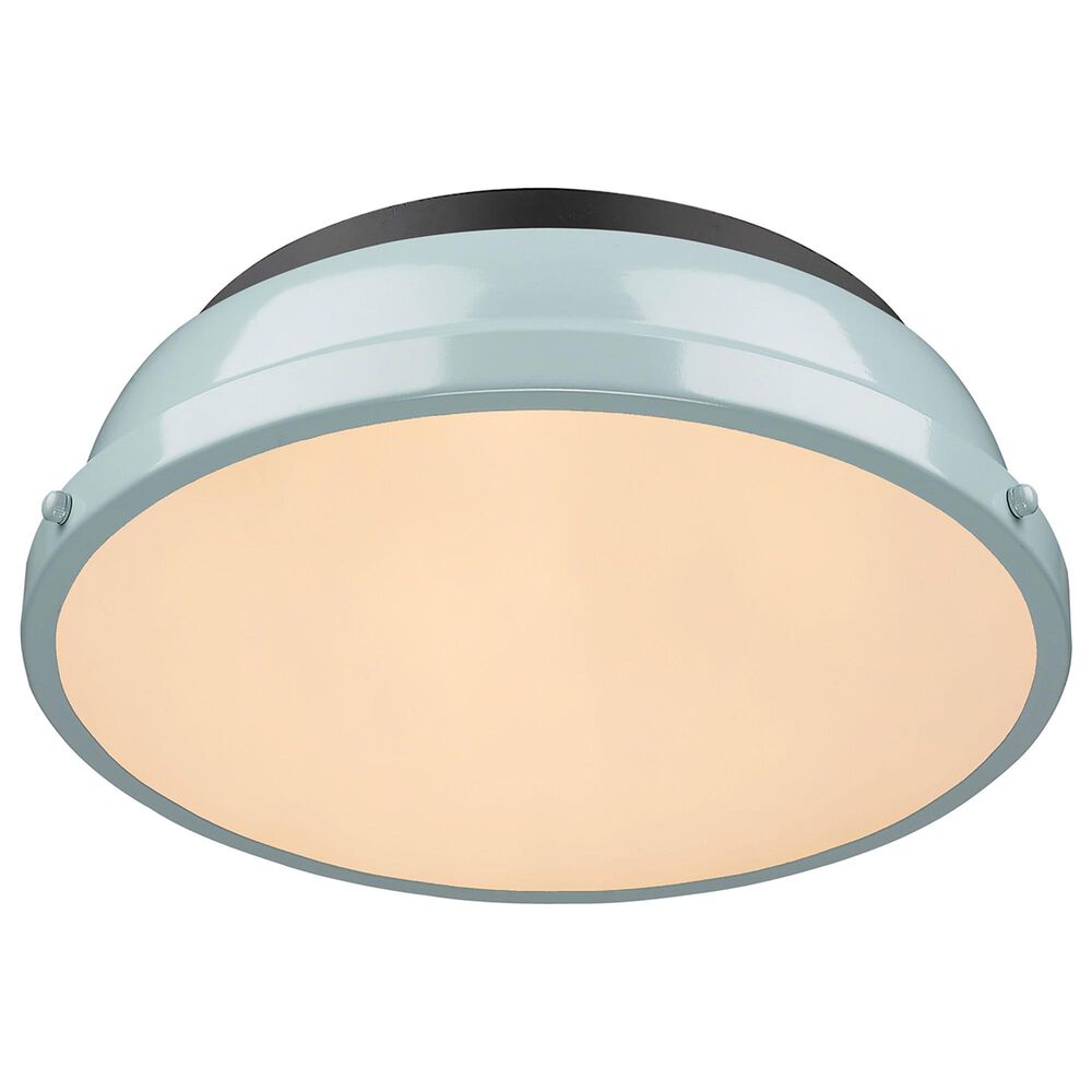 Golden Lighting Duncan 14" Flush Mount in Matte Black and Light Blue, , large