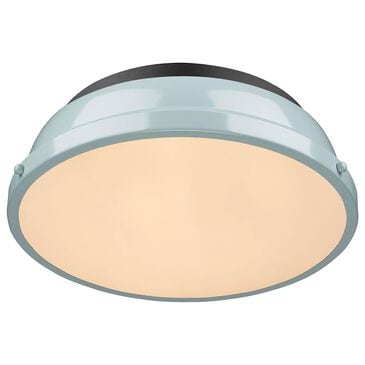 Golden Lighting Duncan 14" Flush Mount in Matte Black and Light Blue, , large