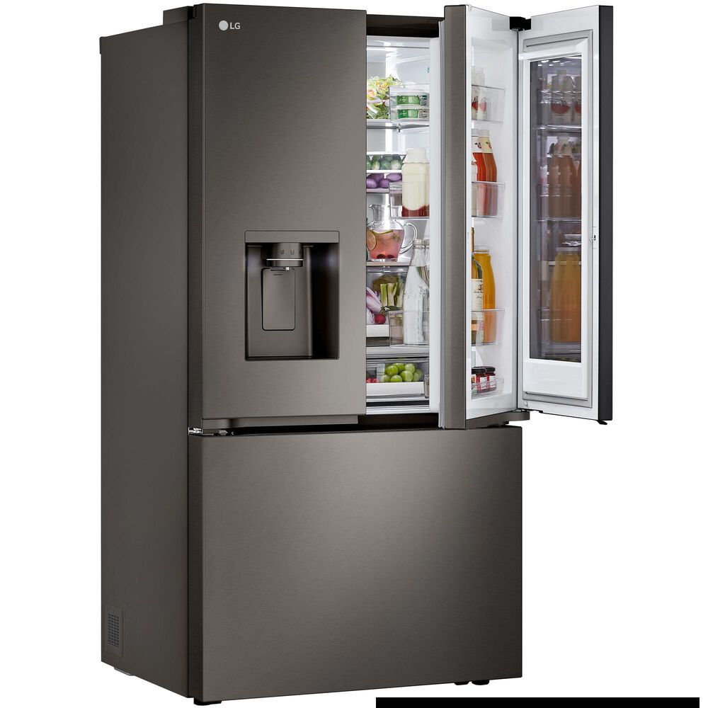 LG 27 cu. Ft 3 Door French Door, Counter Depth with Mirror InstaView Door-In-Door InPrintproof Black Stainless Steel, , large