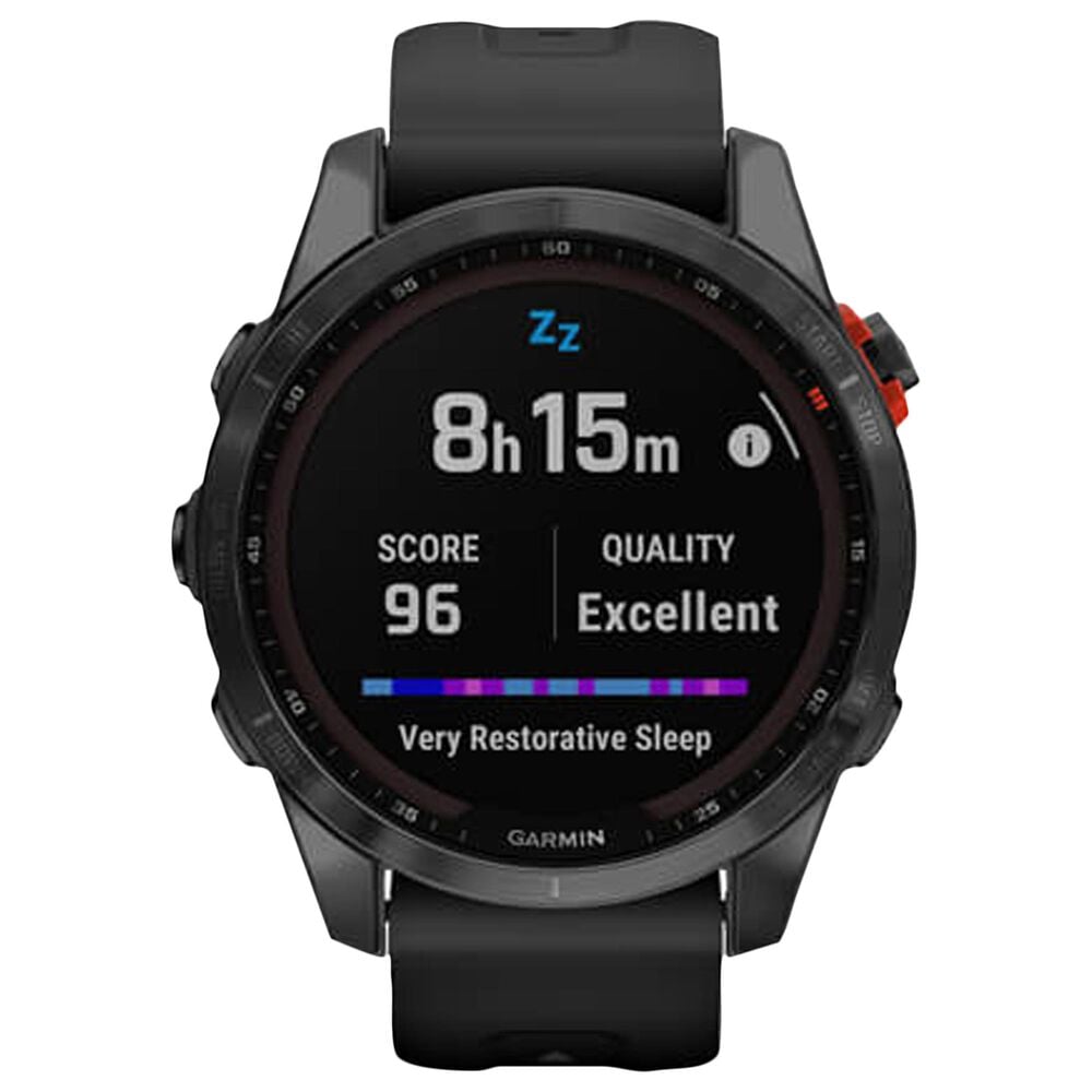 Garmin Fenix 7S Solar Edition GPS Smartwatch 42mm Slate Gray Case with Black Band, , large
