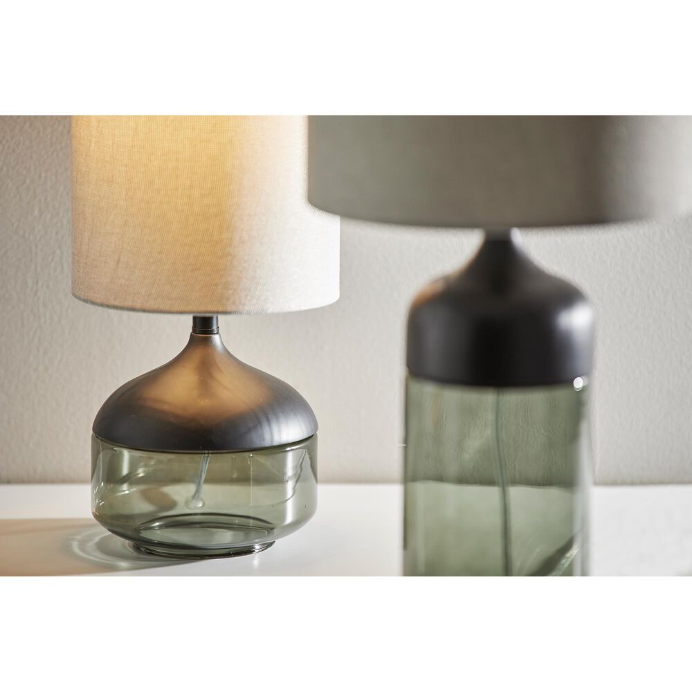 Adesso Marina Table Lamp in Black and Smoked Glass, , large