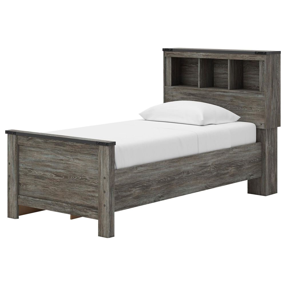 Ashley Frandern Twin Bookcase Bed with Storage in Warm Gray, , large