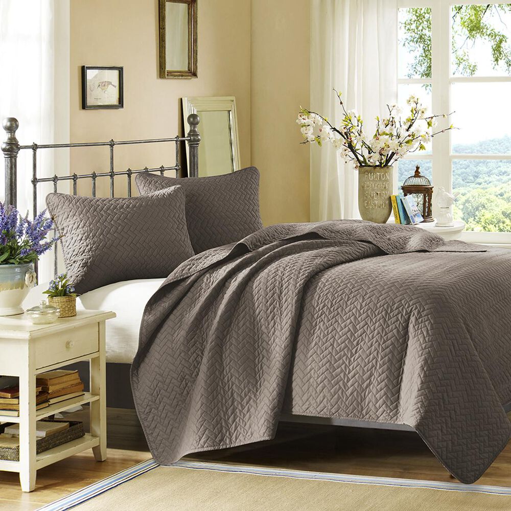 Goldstar Bedding Velvet Touch 3-Piece King Coverlet Set in Taupe, , large