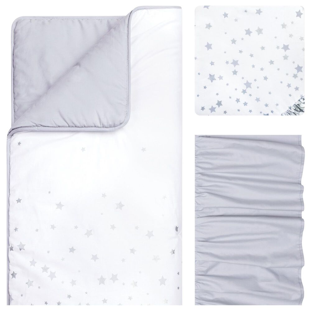 Trend Labs Sprinkle Stars 3-Piece Crib Bedding Set in Gray and White, , large