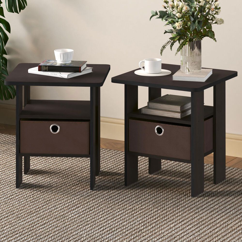 HOMLUX 1-Drawer End Table in Dark Walnut, , large