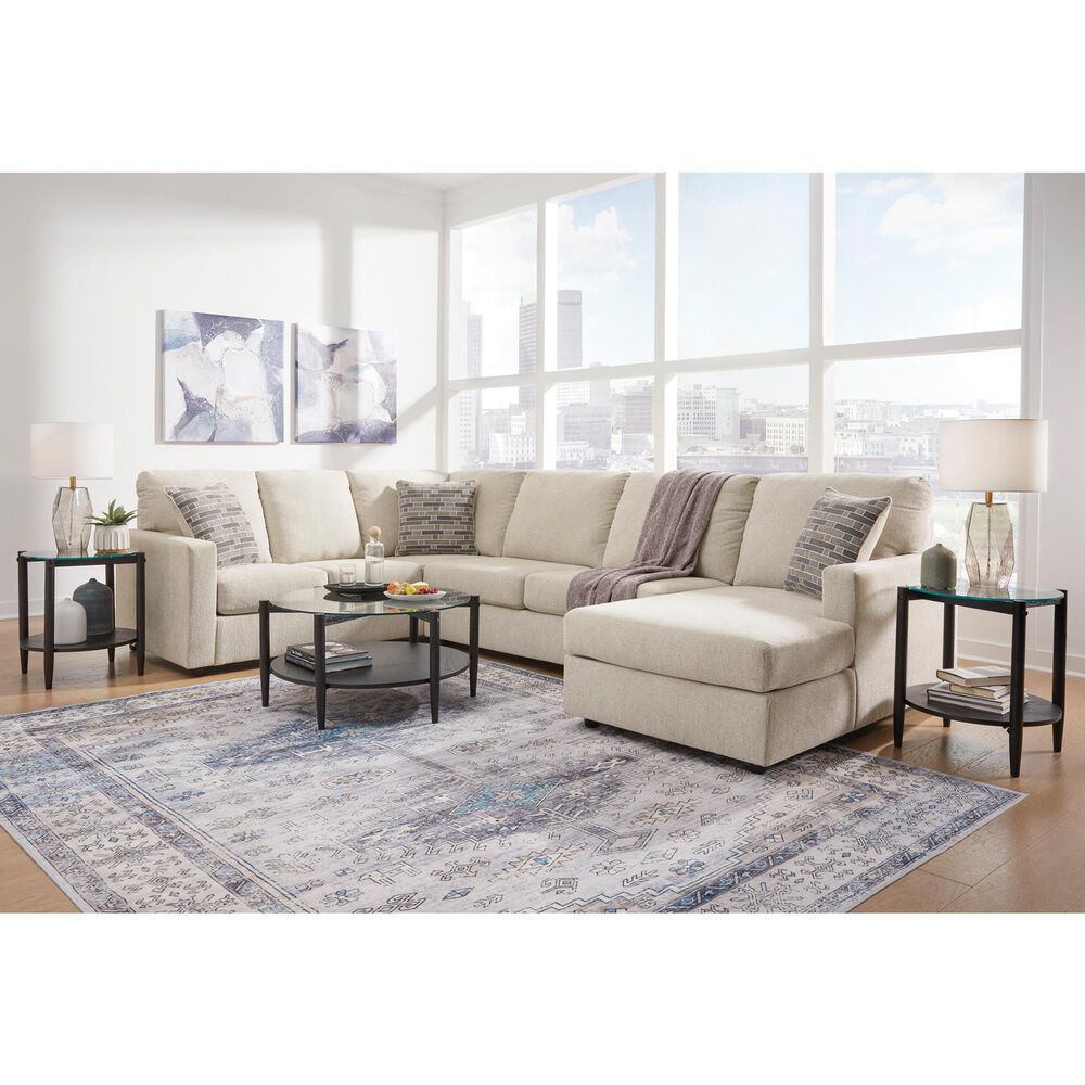 Ashley Edenfield 3-Piece Right Facing Sectional with Chaise in Linen, , large
