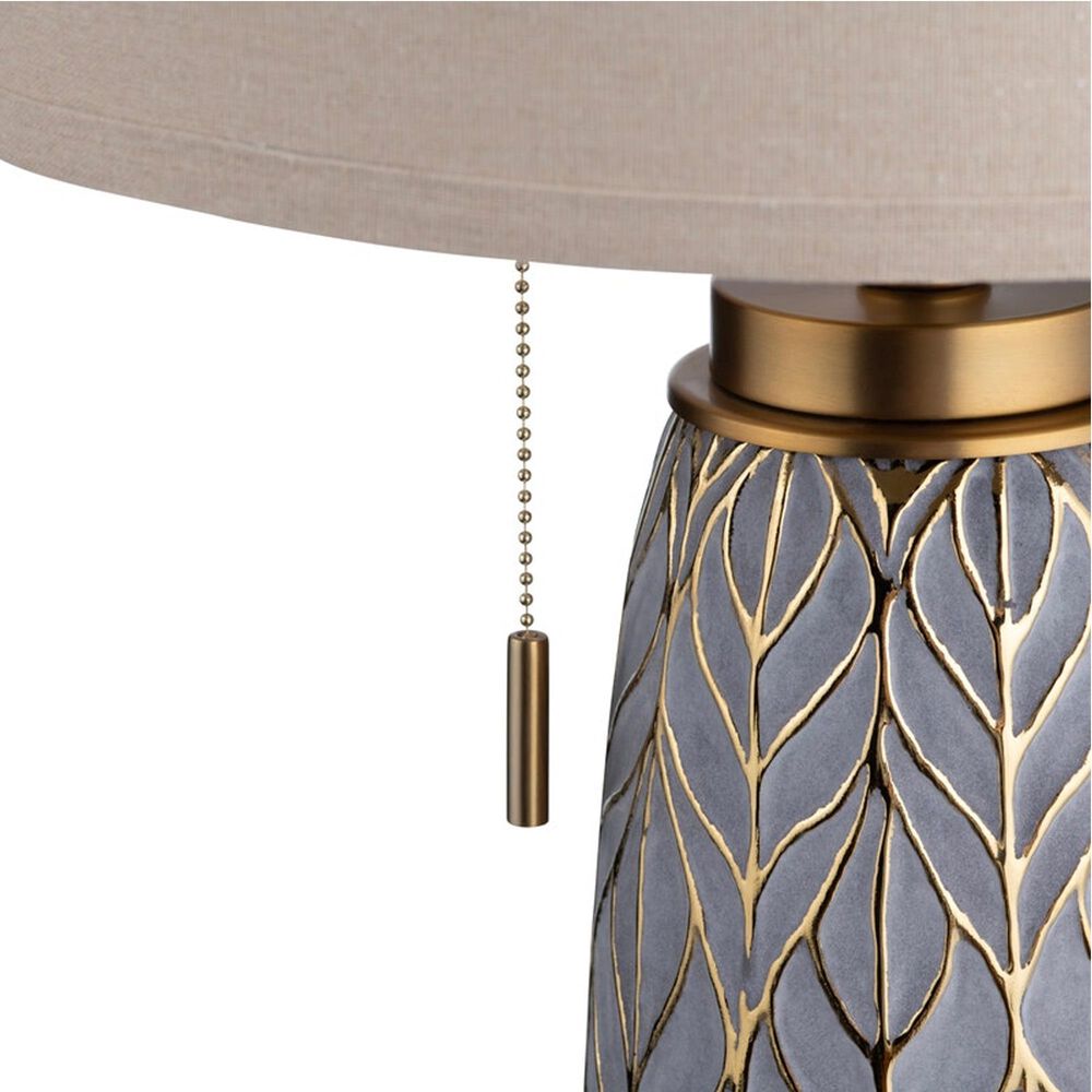 Crestview Collection Nessa Carved Leaves Table Lamp in Blue, , large
