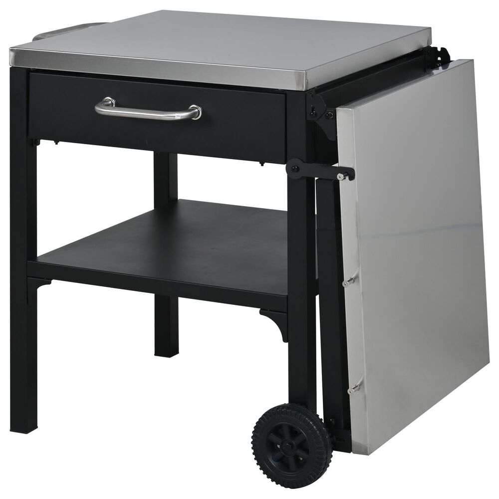 Hearth and Haven Outdoor Foldable Kitchen Cart with Side Table in Black, , large