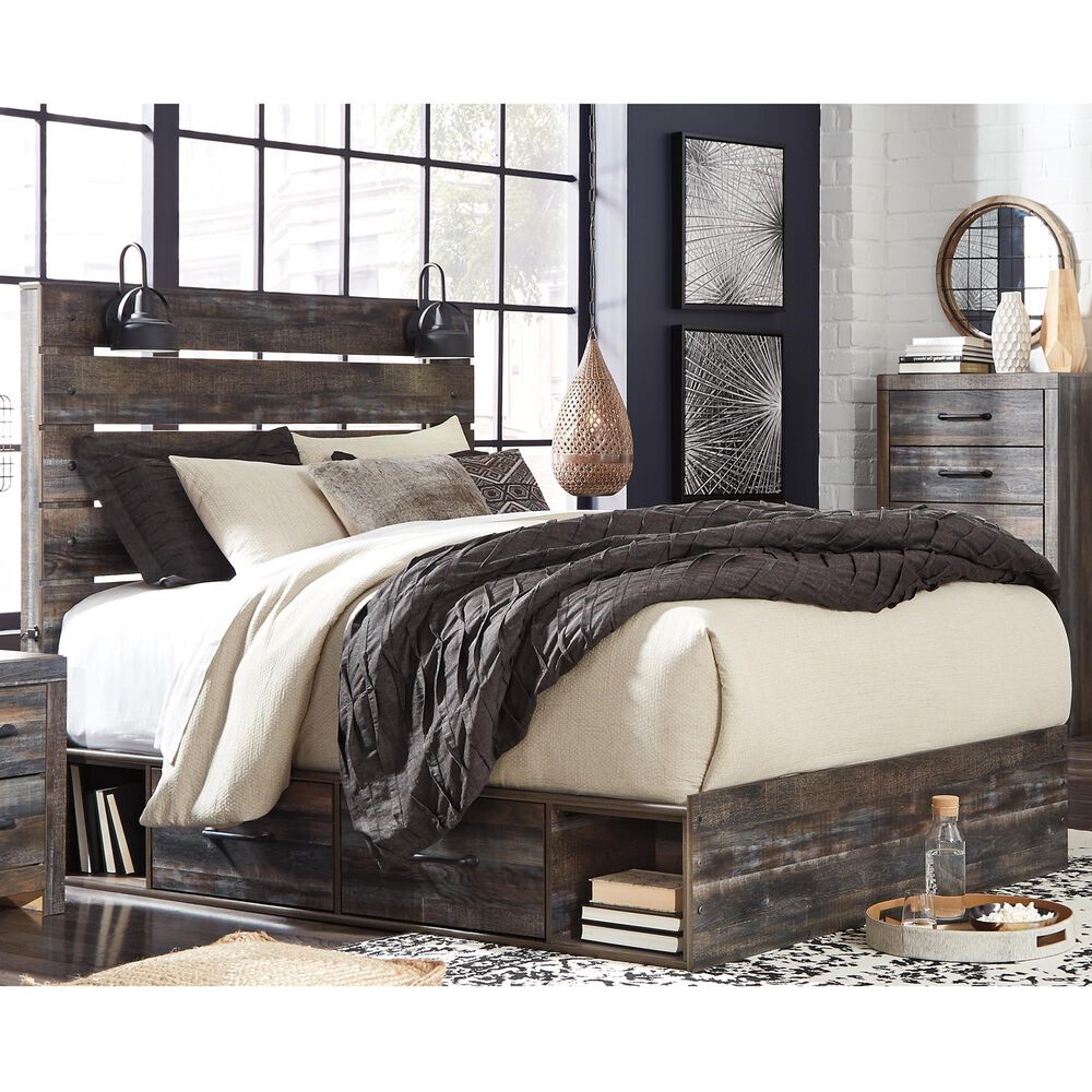 Ashley Drystan Queen Storage Bed with 2 Drawers in Brown Rustic, , large