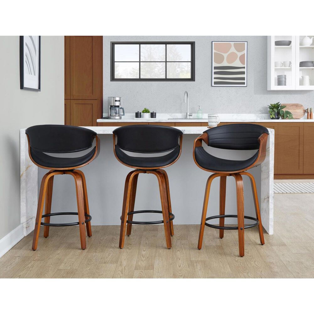 LumiSource Symphony 26" Counter Stool in Walnut and Black (Set of 2), , large