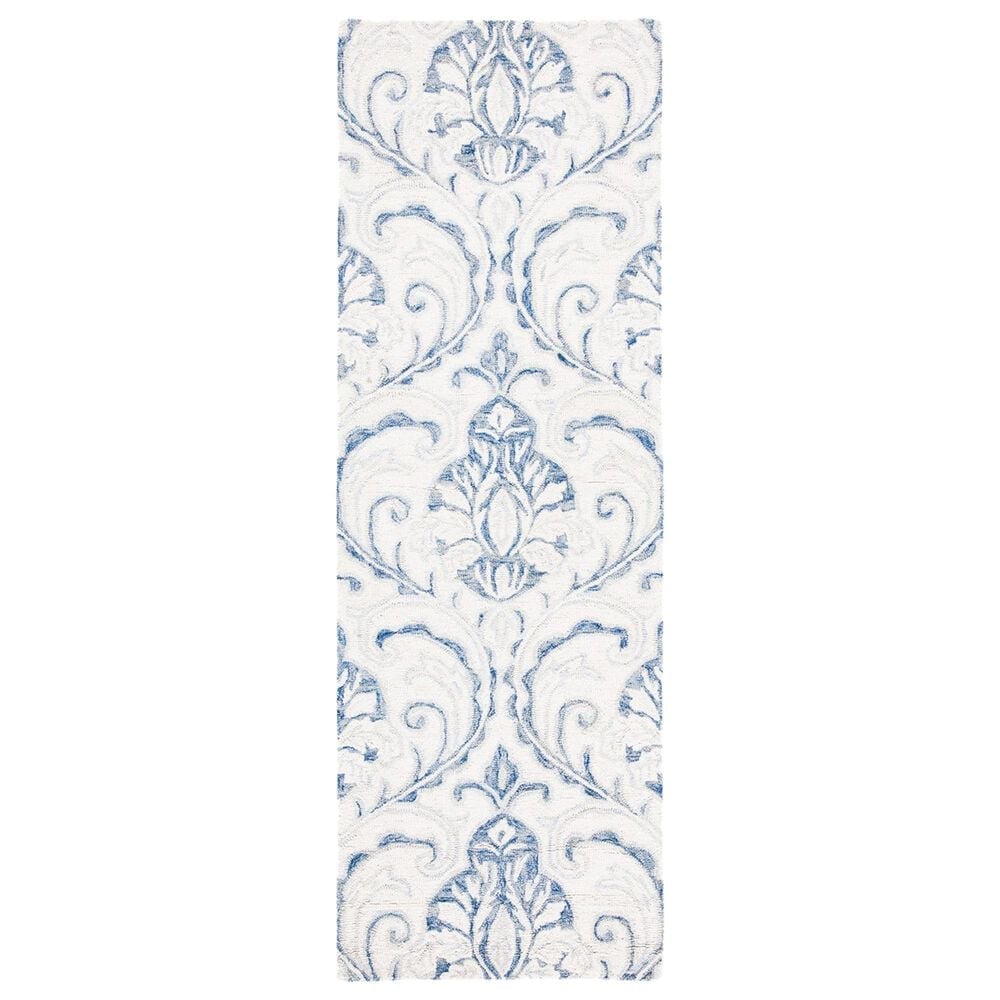 Safavieh Micro-Loop MLP532A 2"3" x 7" Ivory and Blue Runner, , large