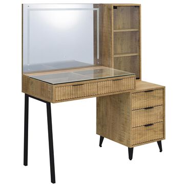 Coaster Souza 5 Drawer Makeup Vanity Table with LED Mirror in Mango, , large