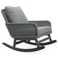 Hearth and Haven Minimalist Patio Rocking Chair with Cushions and Wood Frame in Gray, , large