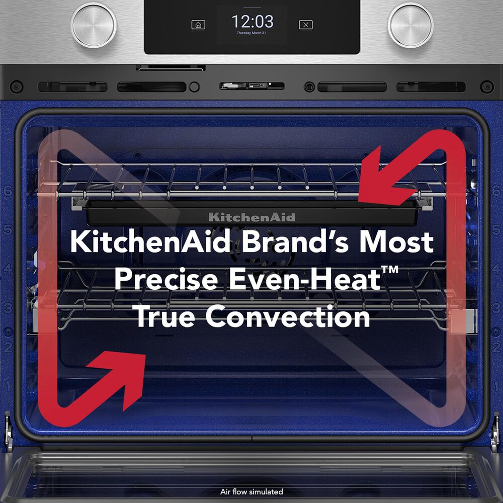 KitchenAid 2-Piece Kitchen Package with PrintShield Stainless Steel 30" Smart Combination Wall Oven and Black 30" Electric Cooktop, , large