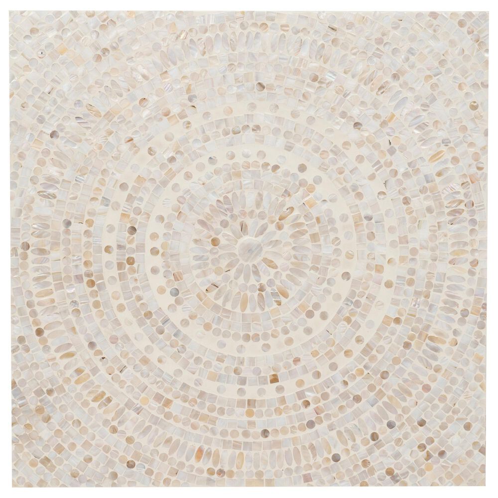 Linon Home Decor Partia Capiz Square Coffee Table in Cream, , large