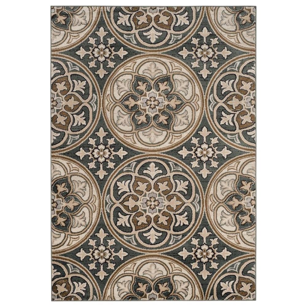 Safavieh Lyndhurst 5"3" x 7"6" Slate Blue and Beige Area Rug, , large
