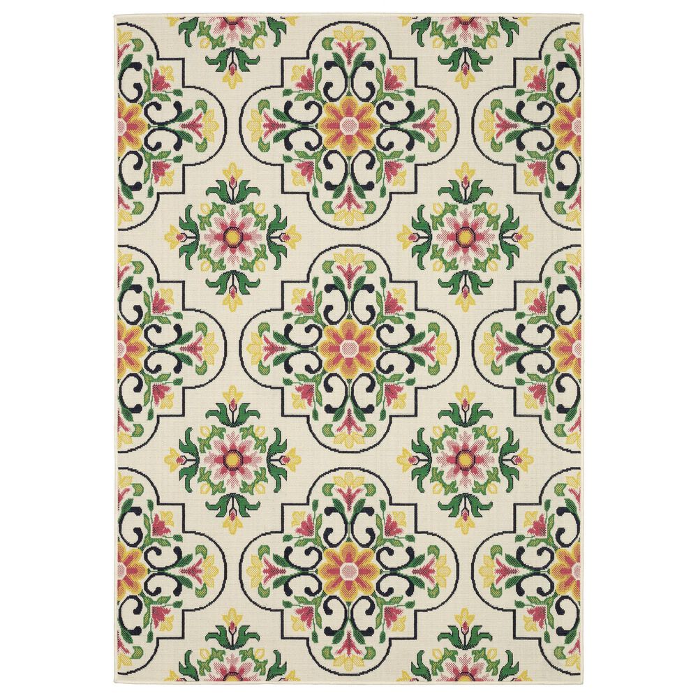 Oriental Weavers Havana HAV04 Ivory and Multicolor 5"3" x 7"3" Indoor/Outdoor Area Rug, , large