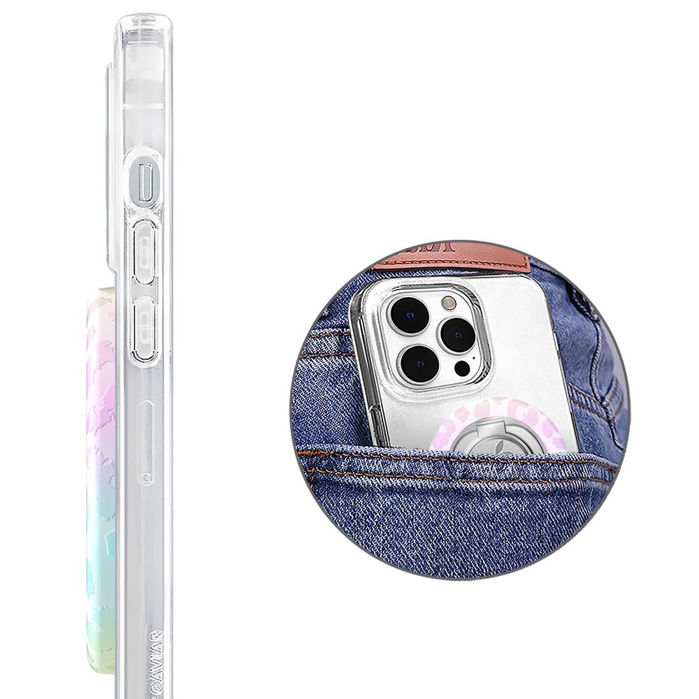 Velvet Caviar MagSafe Phone Grip Ring in White Opal Leopard, , large