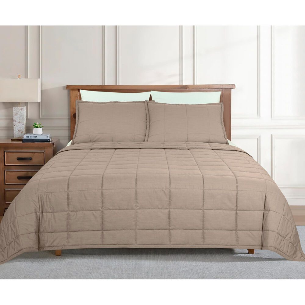 Ann Gish Slub Tencel 3-Piece King Quilted Coverlet Set in Cafe au Lait, , large