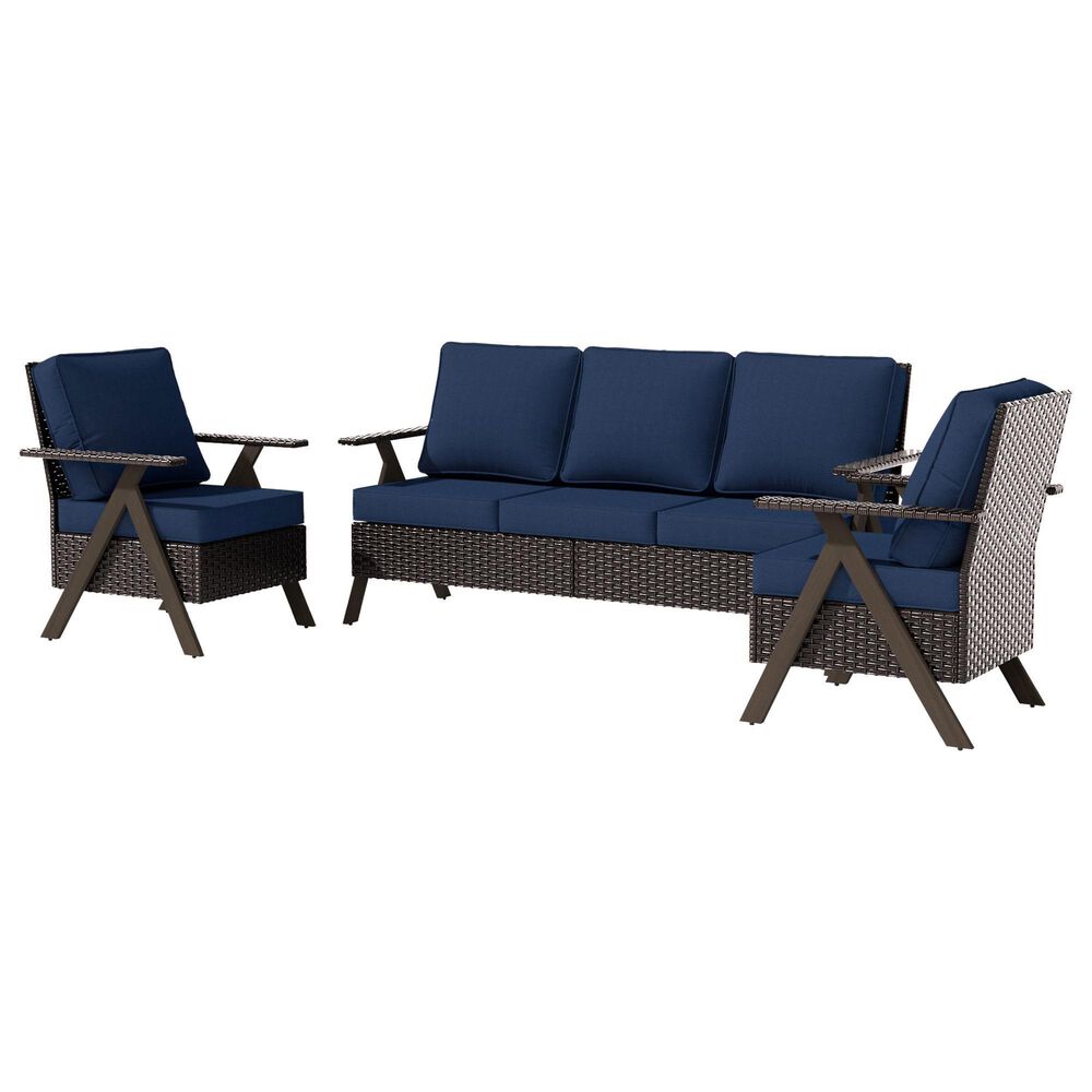 Sunwell Garden 3-Piece Patio Chat Set in Navy, , large