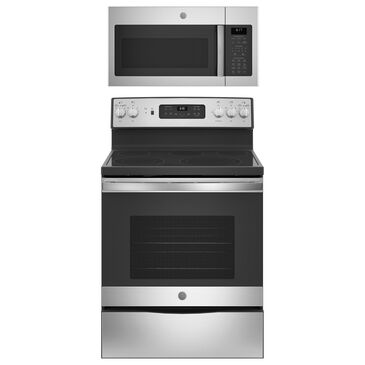GE Appliances 2-Piece Kitchen Package with 30" Electric Convection Range and Microwave Oven in Stainless Steel, , large