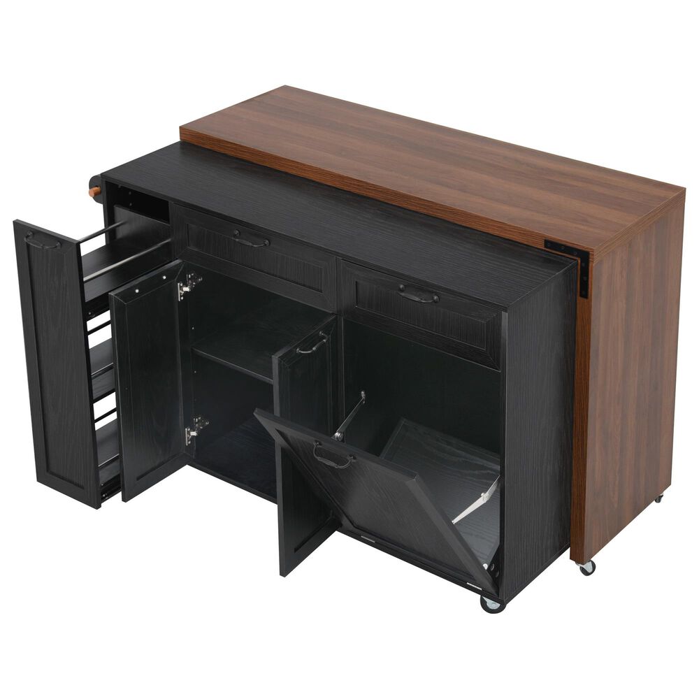 HOMLUX 102" Kitchen Island with Extendable Dining Table in Black, , large
