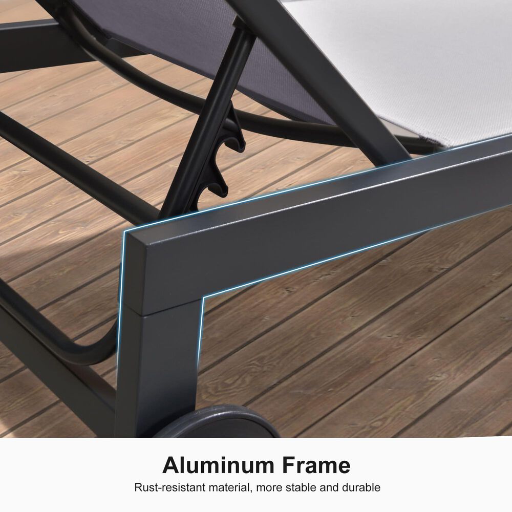 HOMLUX 3-Piece Patio Chaise Lounge Set with Straight-Leg in Light Grey, , large