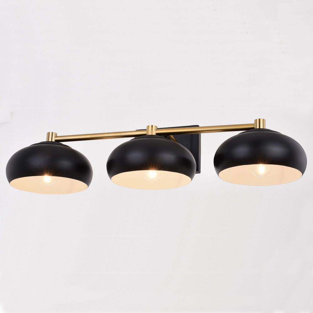 Vaxcel Belmont 3-Light Bathroom Vanity in Matte Black and Satin Brass, , large
