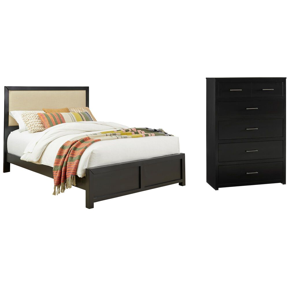 Tiddal Home Warrior Queen Panel Bed with Chest in Black, , large