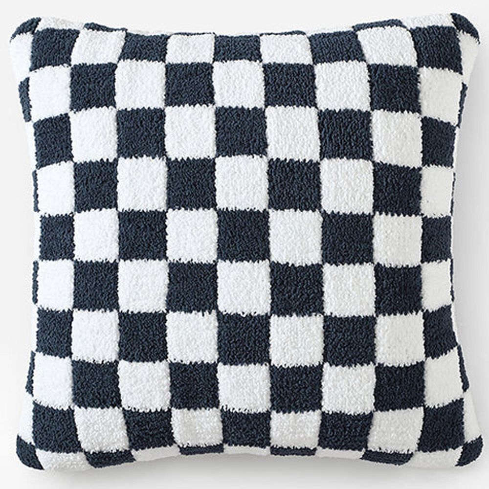 Sunday Citizen Checkerboard 20" Square Throw Pillow in Midnight and Clear White, , large