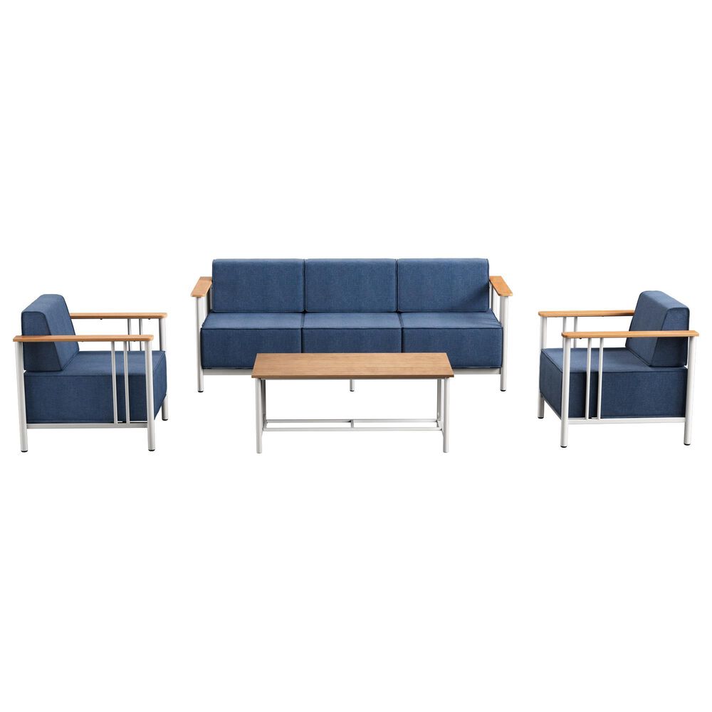 Sunwell Garden 4-Piece Patio Chat Set in Blue, , large