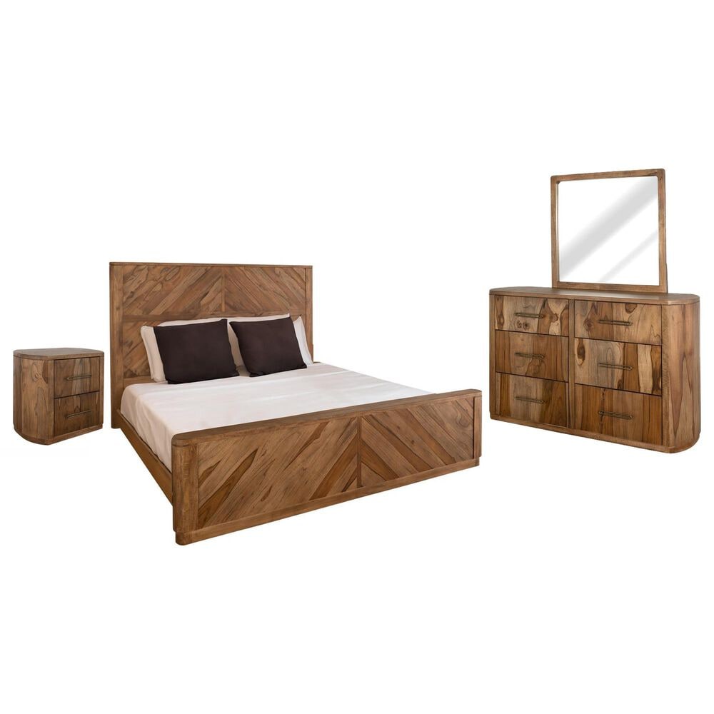 Fallridge Balam 4-Piece Queen Platform Bedroom Set in Natural Teak, , large