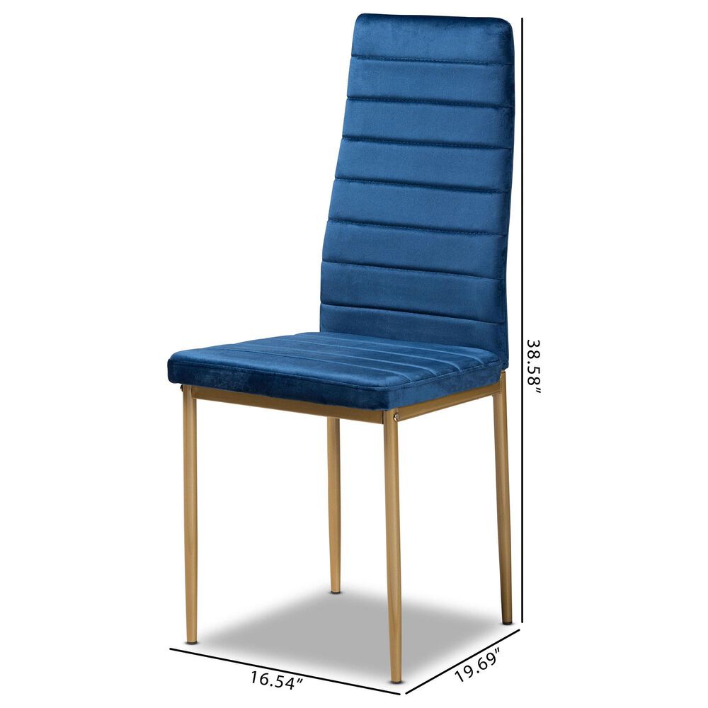 Baxton Studio Armand Dining Chair in Navy Blue and Gold (Set of 4) NFM