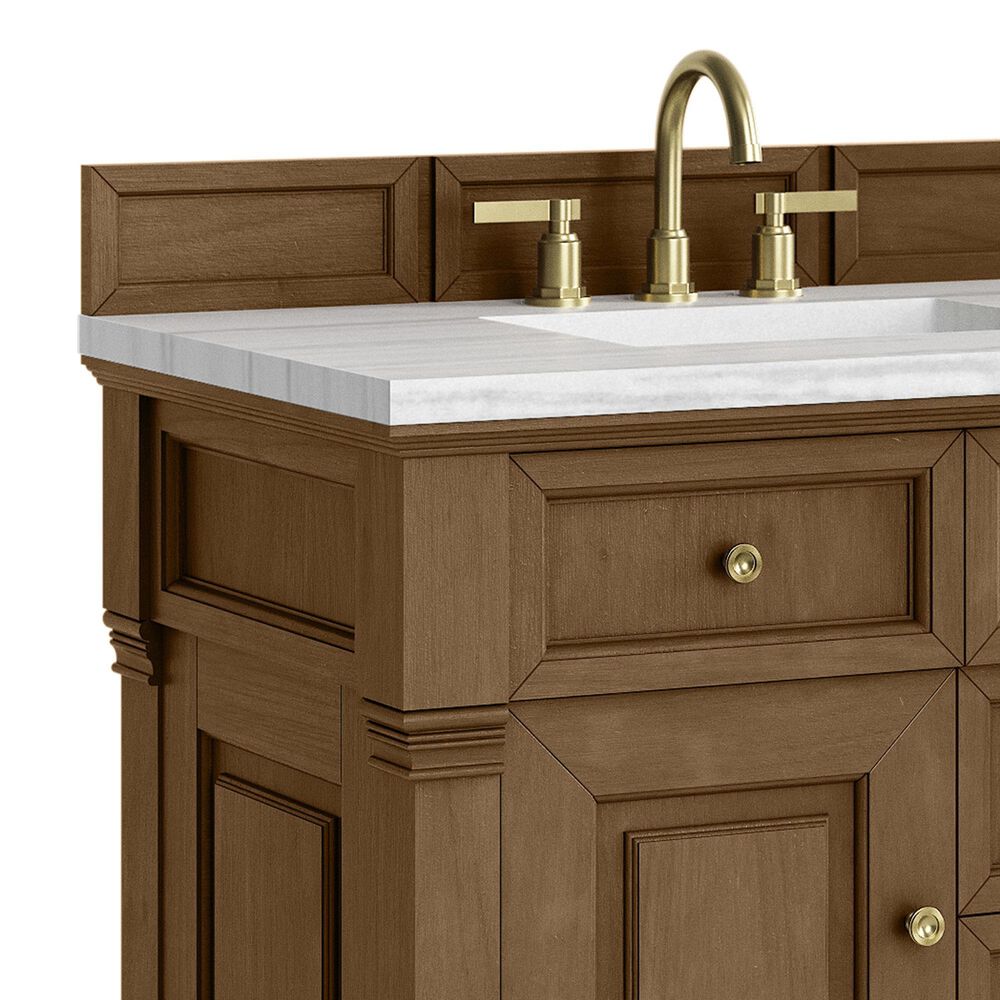 James Martin Vanities Brookfield 36&quot; Single Bathroom Vanity in Honey Oak with 3 cm Arctic Fall Solid Surface Top and Rectangular Sink, , large