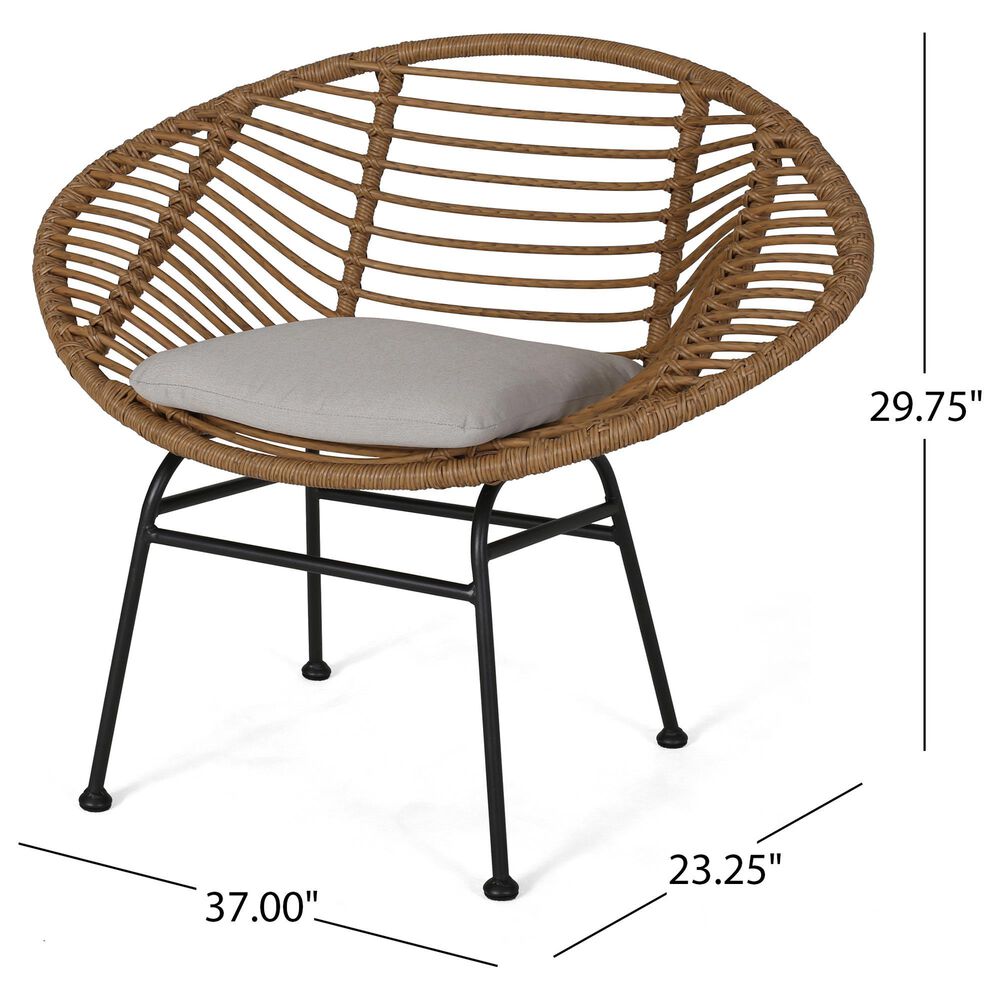 Hearth and Haven Engle Outdoor Armless Chair with Cushions in Beige (Set of 2), , large